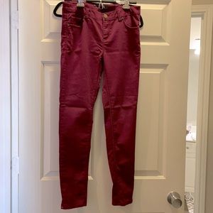 Tinsel skinny jeans, size:29, color: maroon